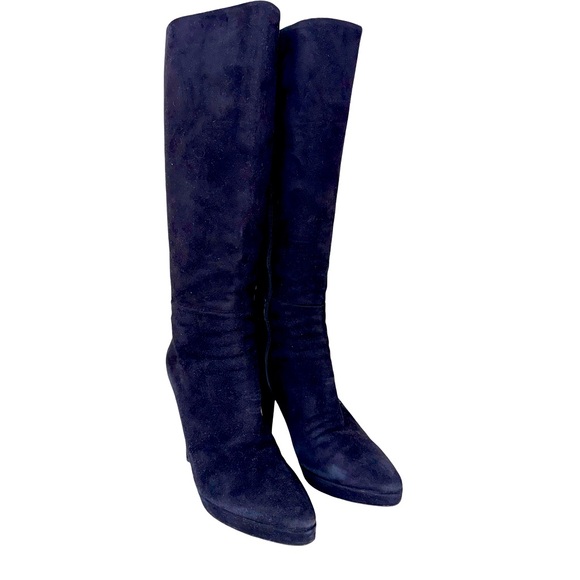 PRADA HIGH HEEL BOOTS IN BLACK SUEDE - Picture 2 of 8